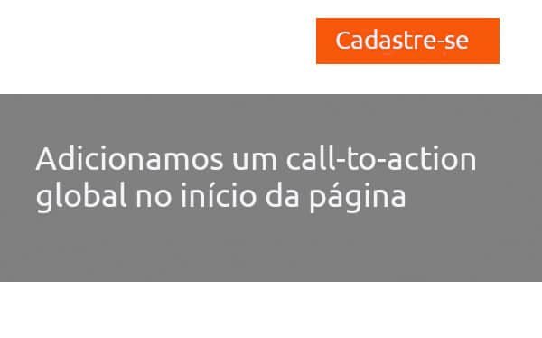 Adicionar um call to action no inicio de cada página