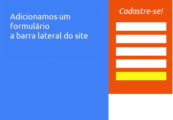Adicionar um formulário para cadastro na barra lateral do site